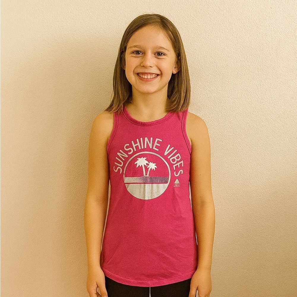 Girls RBX Performance Graphic Sunshine Vibes Tank Top Pink 7 / 8